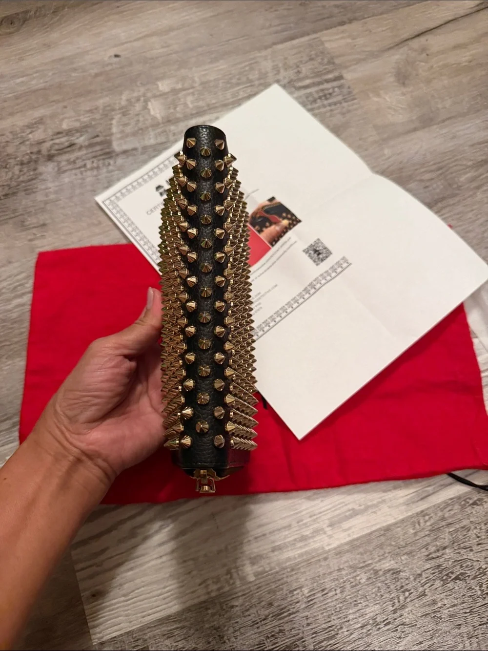 Christian Louboutin Black Money Clip with Gold-Tone Studs